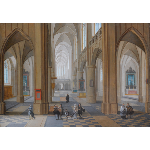 The Interior of a Gothic Church with Elegant Company
